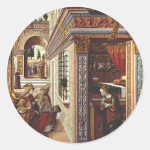 De Aankondiging Carlo Crivelli Renaissance Kunst Ronde Sticker