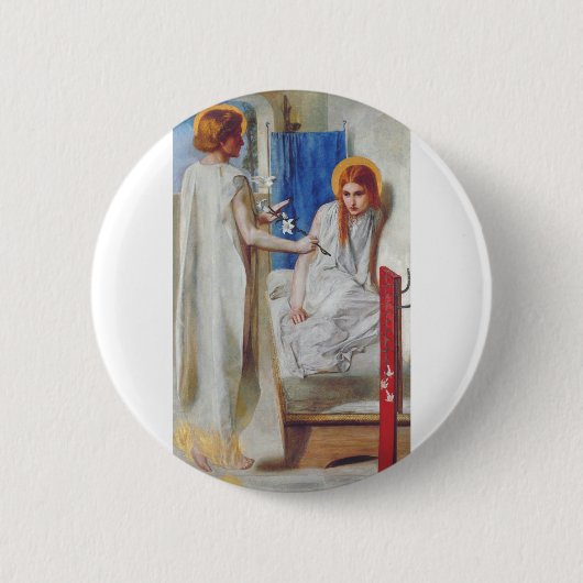 De Aankondiging door Dante Gabriel Rossetti Ronde Button 5,7 Cm (Voorkant)