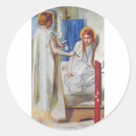 De Aankondiging door Dante Gabriel Rossetti Ronde Sticker