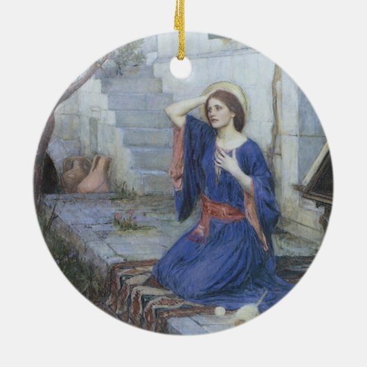 De Aankondiging door John William Waterhouse Keramisch Ornament (Achterkant)