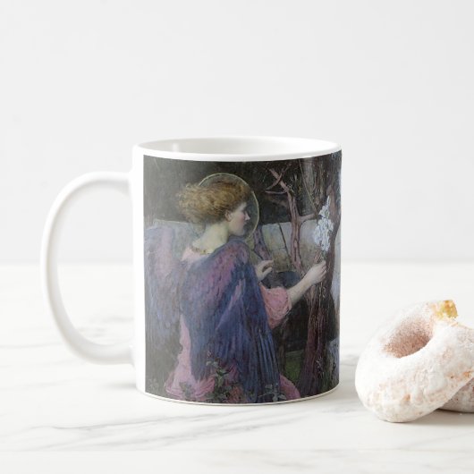 De Aankondiging door John William Waterhouse Koffiemok (Met donut)