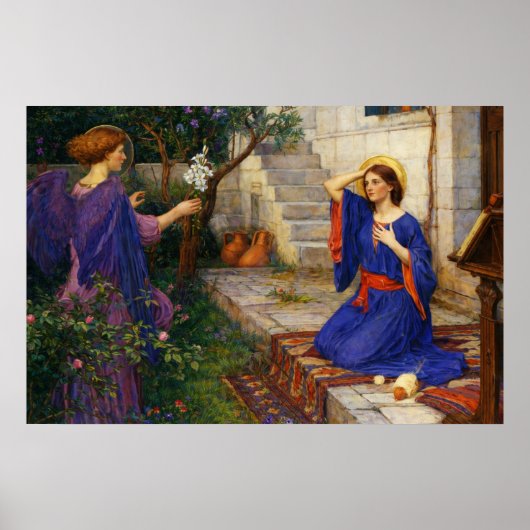 De Aankondiging door John William Waterhouse Poster (Voorkant)