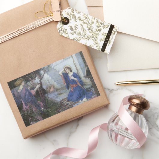 De Aankondiging door John William Waterhouse Rechthoekige Sticker (Geschenken)
