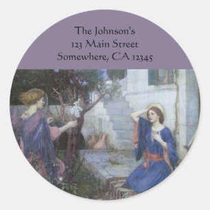 De Aankondiging door John William Waterhouse Ronde Sticker