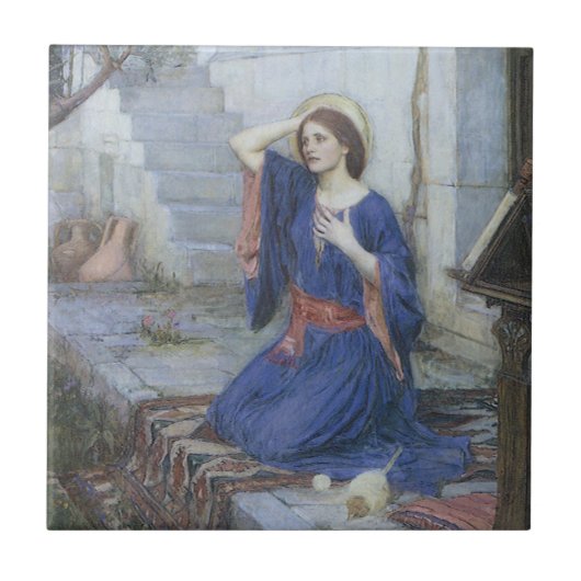 De Aankondiging door John William Waterhouse Tegeltje (Voorkant)