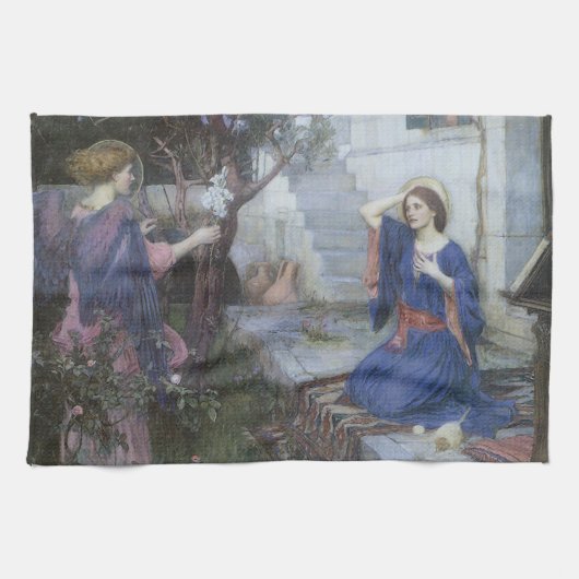 De Aankondiging door John William Waterhouse Theedoek (Horizontaal)