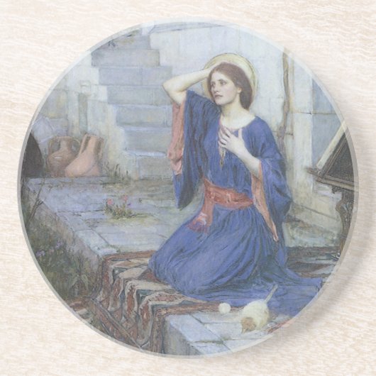 De Aankondiging door John William Waterhouse Zandsteen Onderzetter (Voorkant)