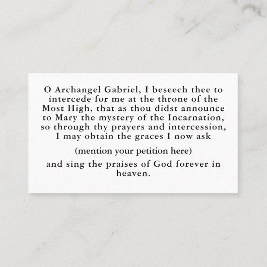 De Aankondiging Gebed Kaart (Achterkant)