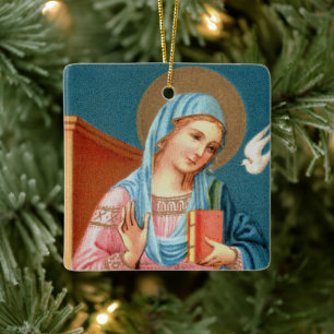 De Aankondiging: Maria (voor) en Gabriël (achter) Keramisch Ornament