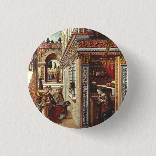 De Aankondiging, met Sint Emidius Ronde Button 3,2 Cm (Voorkant)