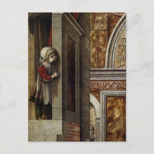 De aankondiging met St. Emidius, 1486 Briefkaart (Voorkant)