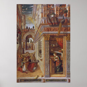 De aankondiging met St. Emidius, 1486 Poster