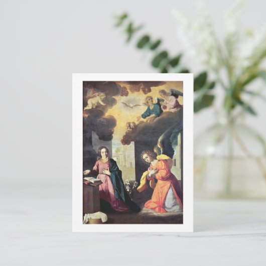 De aankondiging (olie op canvas) briefkaart (Staand voorkant)