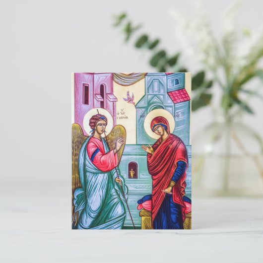 De aankondiging Orthodox Christelijk Icoon Briefkaart (Staand voorkant)