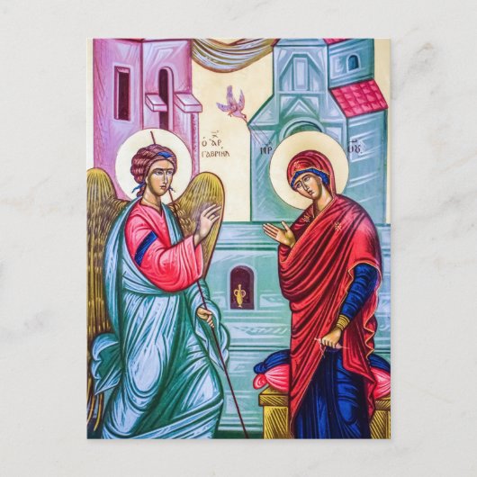 De aankondiging Orthodox Christelijk Icoon Briefkaart (Voorkant)