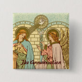 De Aankondiging (RLS 04) Vierkante Button 5,1 Cm (Voorkant)