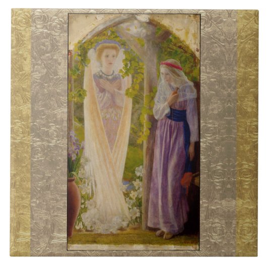 De aankondiging van Arthur Hughes Tegeltje (Voorkant)