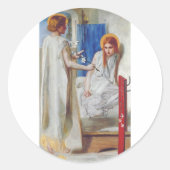 De aankondiging van Dante Gabriel Rossetti Ronde Sticker (Voorkant)