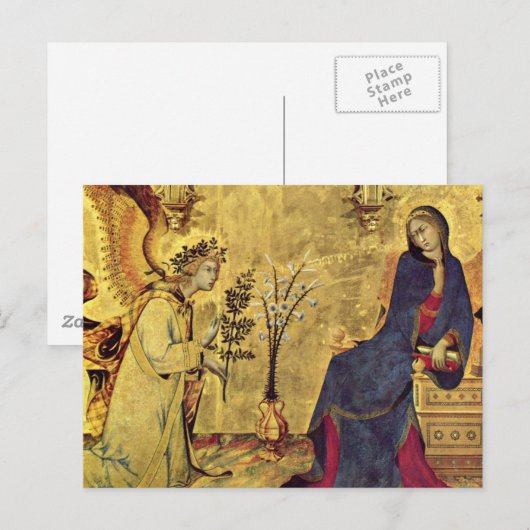 De aankondiging van de 13e eeuw briefkaart (Voorkant / Achterkant)