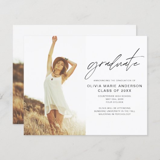 De aankondiging van het Afstuderen van de begrotin (Voorkant / Achterkant)