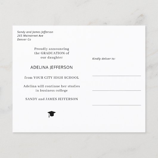 De aankondiging van het afstuderen van het het fot (Achterkant)