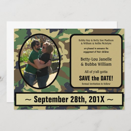 De Aankondiging van het Verloving van Camo sparen  (Voorkant / Achterkant)