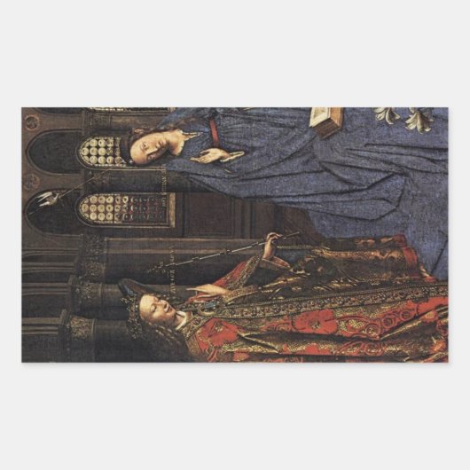De aankondiging van Jan van Eyck Rechthoekige Sticker (Voorkant)
