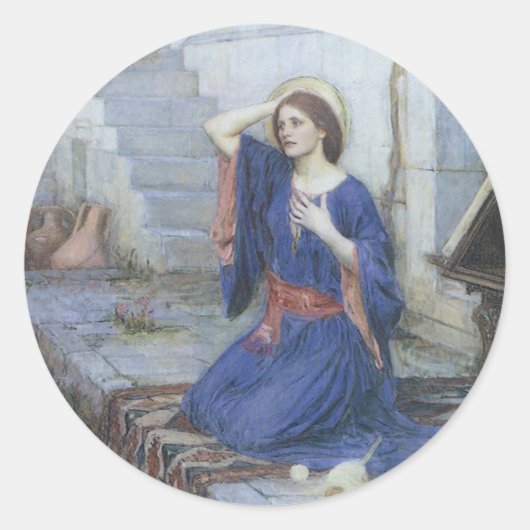 De aankondiging van John William Waterhouse Ronde Sticker (Voorkant)