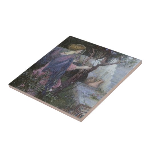 De aankondiging van John William Waterhouse Tegeltje (Zijkant)