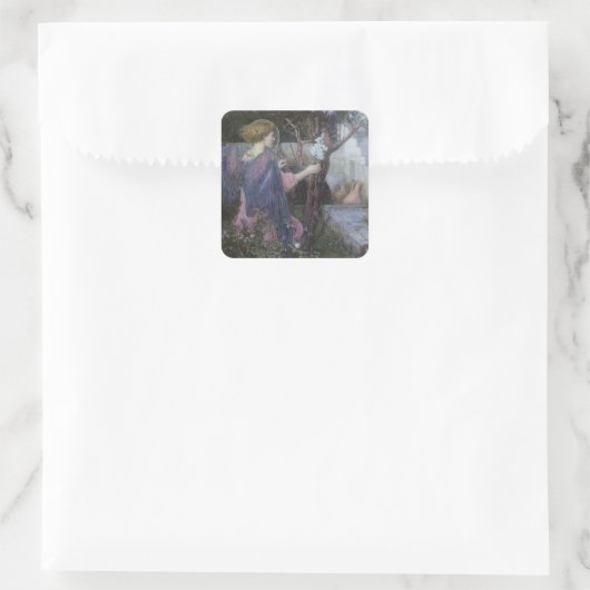 De aankondiging van John William Waterhouse Vierkante Sticker (Tas)