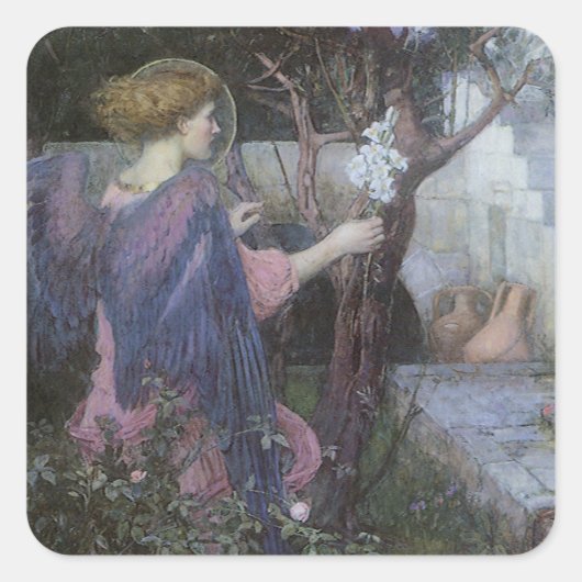 De aankondiging van John William Waterhouse Vierkante Sticker (Voorkant)