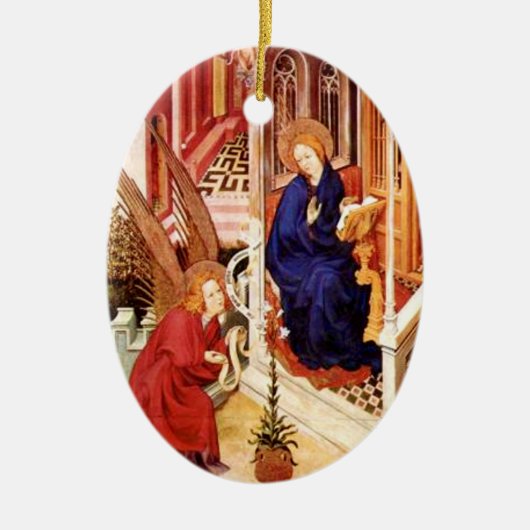 De aankondiging van Melchior Broederlam Kerstmis Keramisch Ornament (Voorkant)