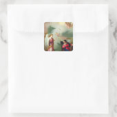 De aankondiging vierkante sticker (Tas)