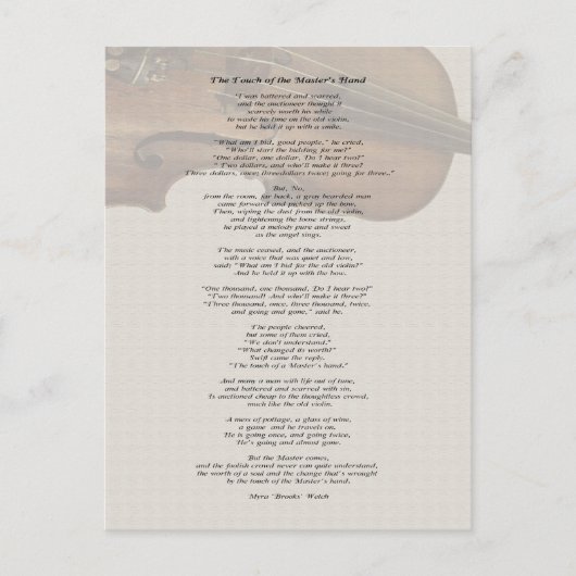 De aanraking van de hand van de meester briefkaart (Voorkant)