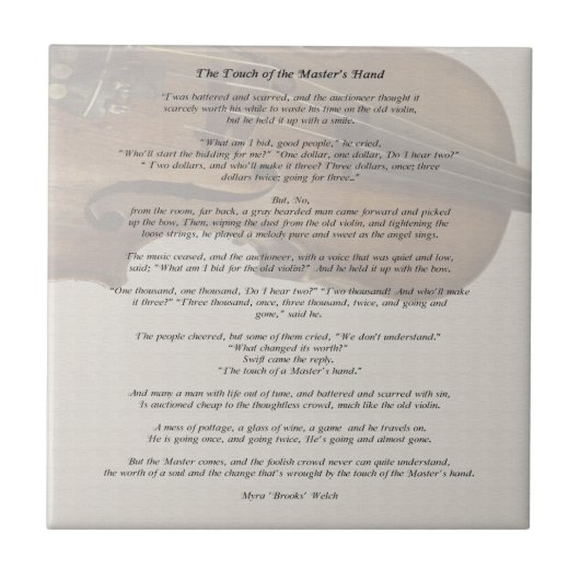 De aanraking van de hand van de meester tegeltje (Voorkant)