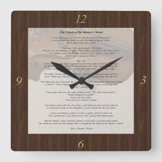 De aanraking van de hand van de meester vierkante klok (Voorkant)