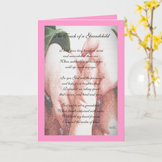 De aanraking van een kleinkind kaart (Gele Bloem)