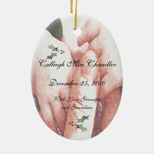 De aanraking van een kleinkind keramisch ornament (Achterkant)