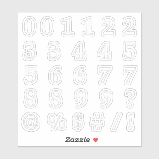 De aantallen en de Symbolen in Stitches uit snijde Sticker (Vel)