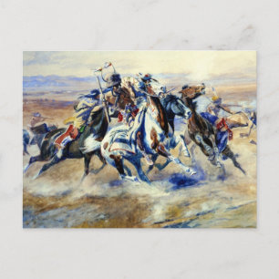 “De aanval” door Charles M Russell Briefkaart
