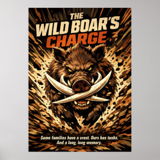 De aanval kracht kunst van het wild zwijn poster