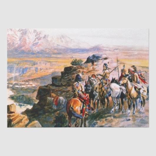 “De aanval plannen” van Charles M Russell Tissuepapier (Voorkant)