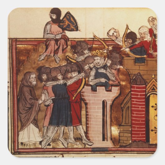 De aanval van Crusader op Jeruzalem Vierkante Sticker (Voorkant)