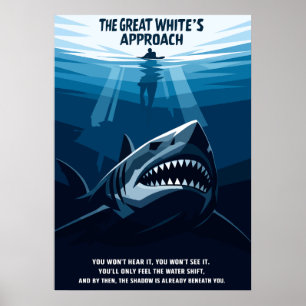 De Aanval van de Grote Witte Haai Quote Kunst Poster