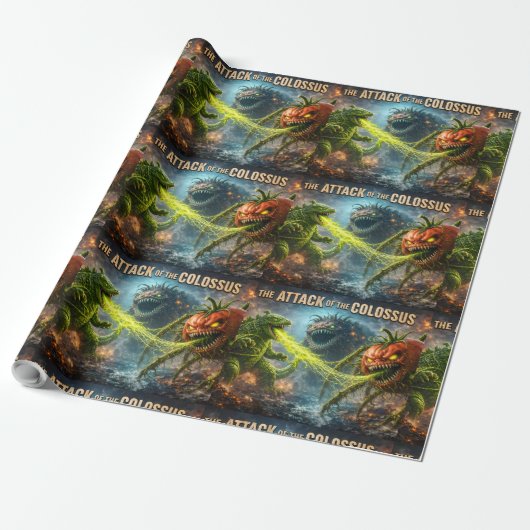 De aanval van de kolossale mutant groente bulk mat cadeaupapier (Uitgerold)