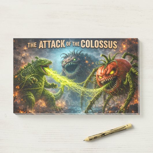 De aanval van de kolossale mutant groente grote po post-it® notes (Op bureau)