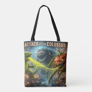 De aanval van de kolossale mutant groente overal tote bag