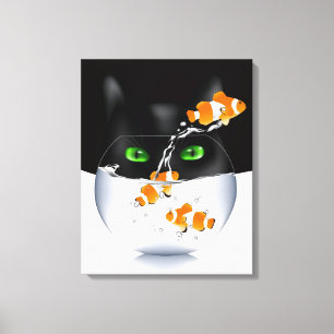 De Aanval van de Snack van de Kat van het kat Canvas Afdruk