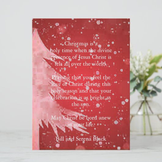 De aanwezigheid van Jezus plat kerstkaart (Staand voorkant)