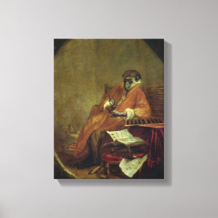 De aap Antiquarian, 1740 Canvas Afdruk